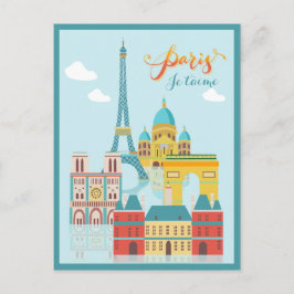 Postal Moderna Francia París je t'aime Eiffel Viaje