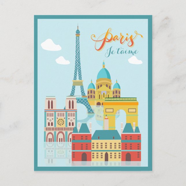 Postal Moderna Francia París je t'aime Eiffel Viaje (Anverso)