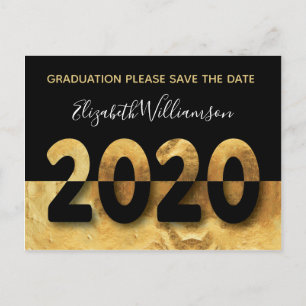 Postal Moderna Graduación 2020 Ahorra La Fecha Oro