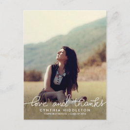 Postal Moderna Graduación Amor Y Gracias Tipografía Foto