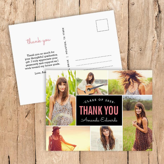 Postal Moderna graduación de 6 Collages de fotos Gracias (Subido por el creador)
