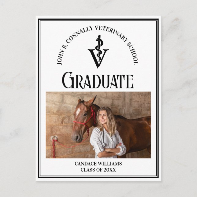 Postal Moderna graduación de fotografía de la escuela vet (Anverso)