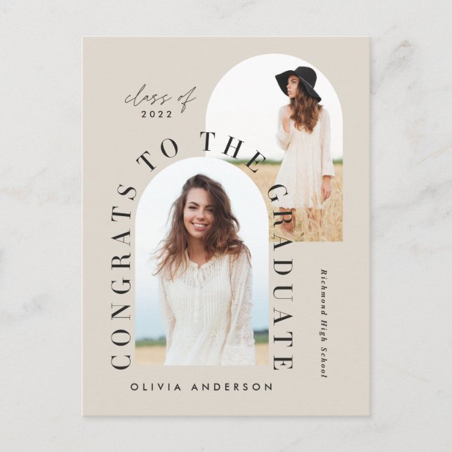 Postal Moderna graduación geométrica multifoto arco (Anverso)