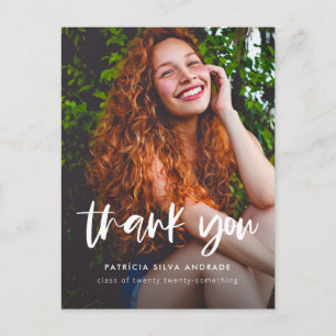 Postal Moderna Graduación Gracias Foto Simple