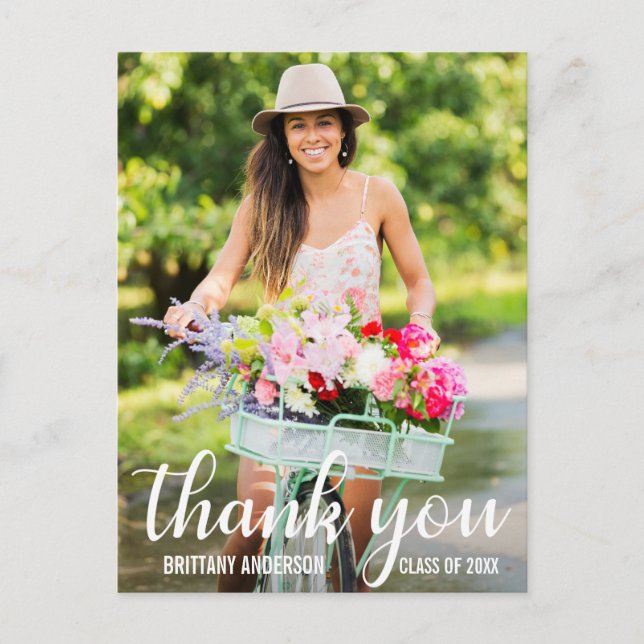 Postal Moderna Graduación Gracias Foto W (Atrás En Blanco (Anverso)