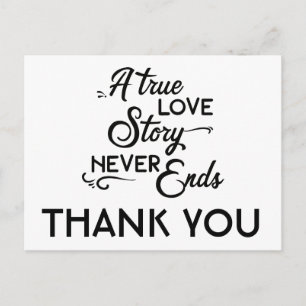 Postal Moderna historia de amor de agradecimiento Boda Bl