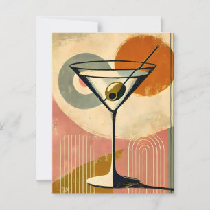Postal Moderna Martini de arte Minimalista de mediados de