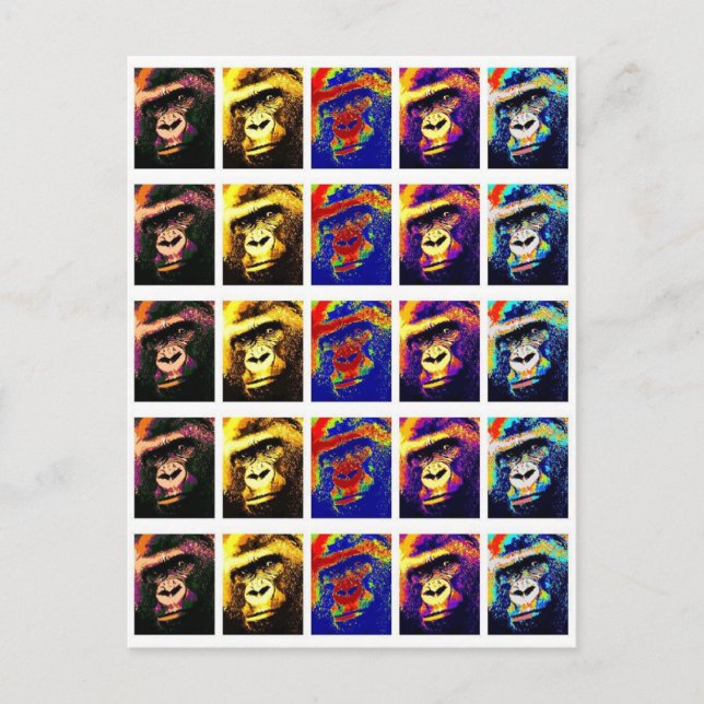 Postal Moderna Moda de estilo Gorilas Pop Art Post Card (Anverso)