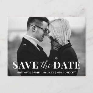 Postal Moderna moda Save The Date Black and White Photo