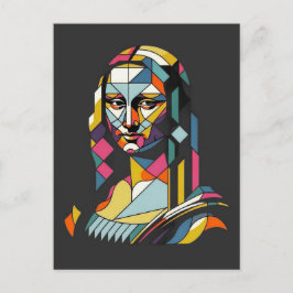 Postal Moderna Mona Lisa Estilo Vidrio Emplomado