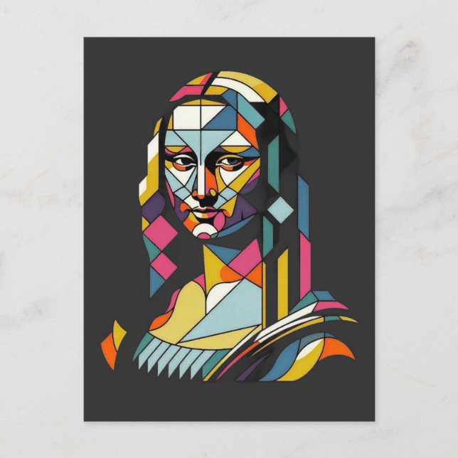 Postal Moderna Mona Lisa Estilo Vidrio Emplomado (Anverso)