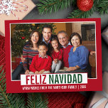 Postal Moderna Navidad Feliz Navidad, foto roja<br><div class="desc">Familia Feliz Navidad moderna foto tarjeta postal de Navidades verdes y rojos</div>