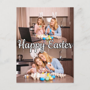 Postal Moderna Pascua Familiar Personalizada con 2 Fotos