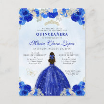 Moderna Princesa Floral de oro azul real Quinceañe
