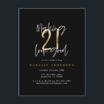 Postal Moderna tipografía de 21 años de color negro y oro<br><div class="desc">Moderna tipografía de 21 años efecto negro y oro invitación de cumpleaños. Diseño elegante y elegante de escritura moderna. Parte de una colección.</div>