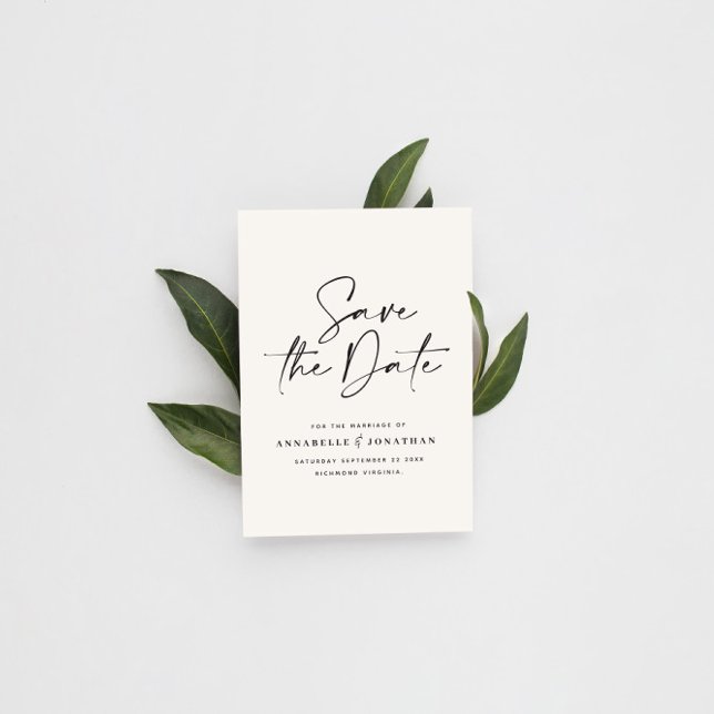 Postal Moderna tipografía escrita a mano boda blanco negr (Subido por el creador)