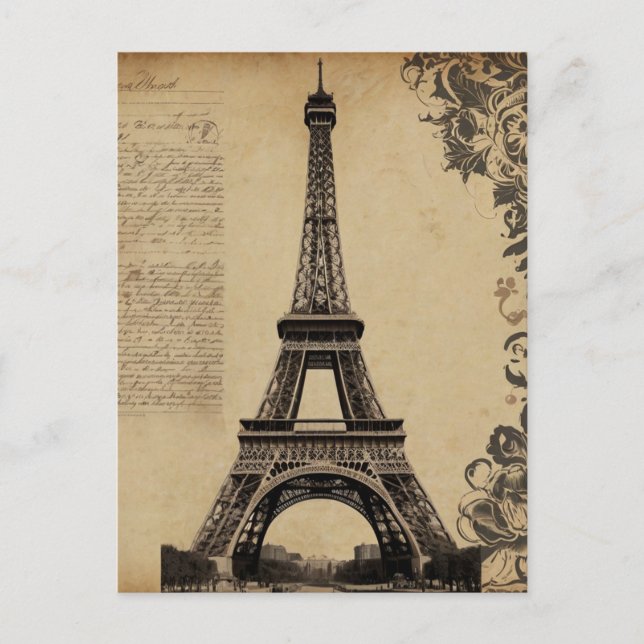 Postal Moderna Torre Eiffel París Vintage Francés (Anverso)