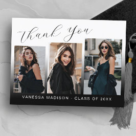 Postal Moderna Trendy Blue & White 3 Photo Grad Gracias