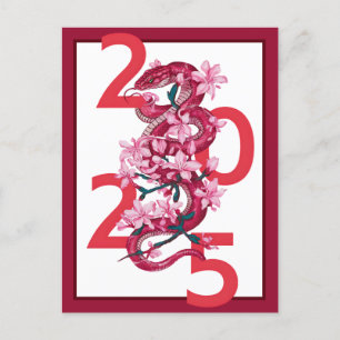 Postal Moderna y audaz Serpiente Lunar de Año Nuevo Chino