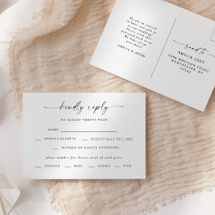 Postal Moderna y elegante boda de escritura RSVP