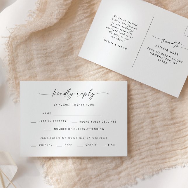 Postal Moderna y elegante boda de escritura RSVP (Subido por el creador)