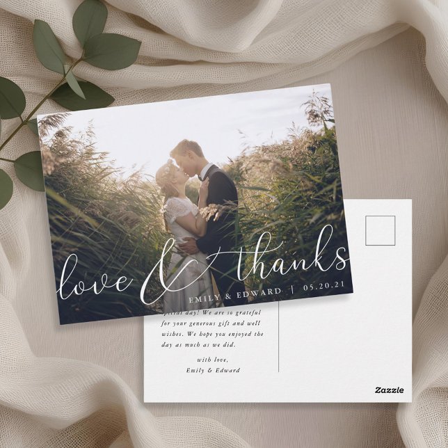 Postal Moderna y elegante Boda de las letras de mano grac (Subido por el creador)