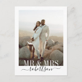 Postal Moderna y elegante Boda de Moda Gracias Postcard