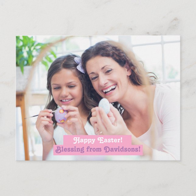 Postal Moderna y elegante foto de la familia Happy Easter (Anverso)
