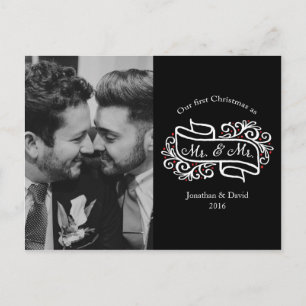 Postal Moderna y elegante foto de Navidades gays recién c