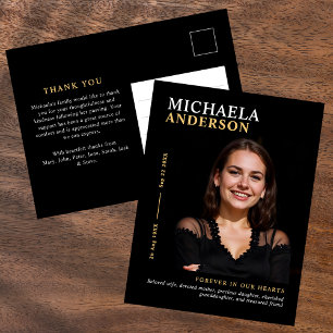 Postal Moderna y elegante foto Funeral/Memorial Gracias