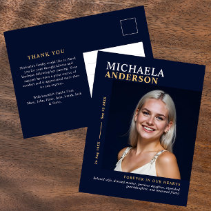 Postal Moderna y elegante foto Funeral/Memorial Gracias