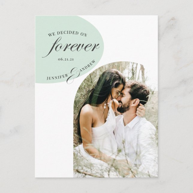 Postal moderna y elegante foto turquesa salva la fecha (Anverso)