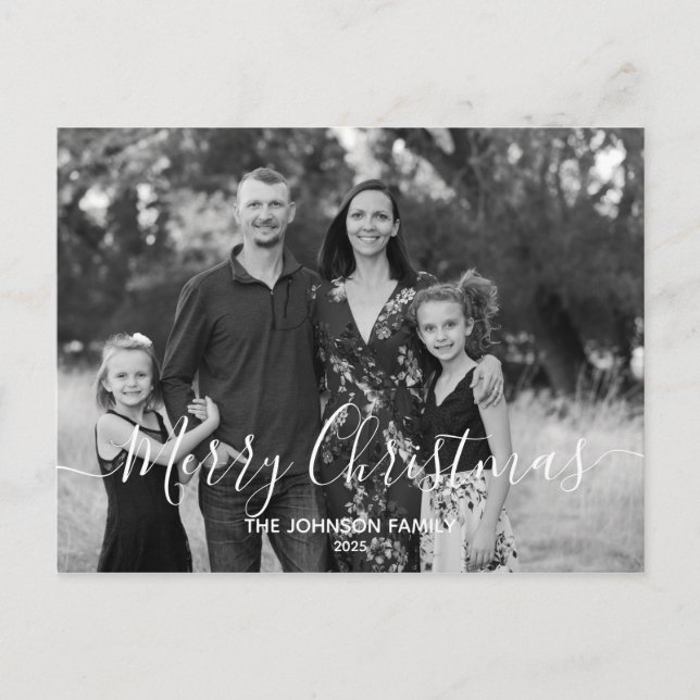 Postal Moderna y elegante Navidad sencilla con foto (Anverso)