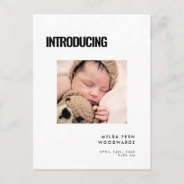 Postal Moderna y simple foto de nacimiento