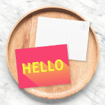 Postal Moderna y vibrante tipografía rosa y amarilla<br><div class="desc">Envíe un saludo alegre a la familia y amigos con esta divertida y colorida tarjeta rosa que presenta un moderno diseño abstracto de un "Hola" amarillo con un gradiente de sombra largo. *Tenga en cuenta que la marca de agua Zazzle que aparece en la vista previa del zoom NO aparecerá...</div>