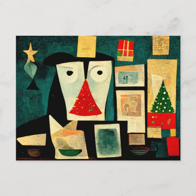 Postal Moderne Weihnachtskarte mit Weihnachtsbaum. (Anverso)