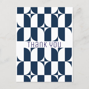 Postal Modernidad azul y blanco de mediados de siglo