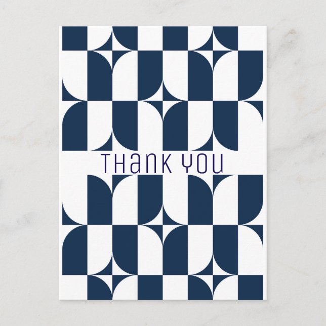 Postal Modernidad azul y blanco de mediados de siglo (Anverso)