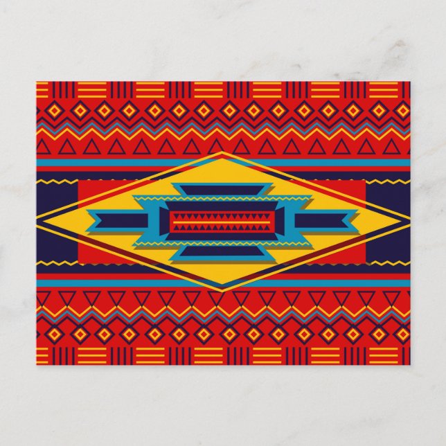 Postal Moderno African Art Gods Pattern Red Yellow (Anverso)