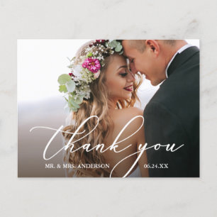 Postal Moderno Agradecimiento de Boda con Caligrafía Eleg