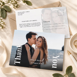 Postal Moderno agradecimiento de boda con superposición d