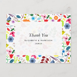 Postal Moderno Agradecimiento de Boda Floral Boho Chic
