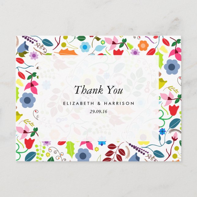 Postal Moderno Agradecimiento de Boda Floral Boho Chic (Anverso)