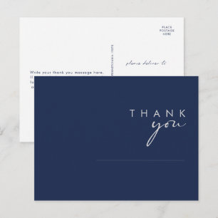 Postal Moderno agradecimiento de boda minimalista azul ma