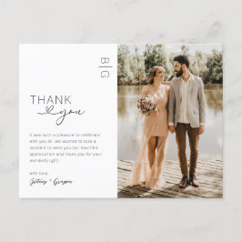 Postal Moderno agradecimiento de boda minimalista con fot