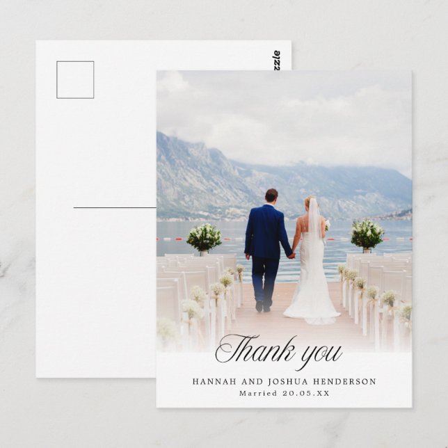 Postal Moderno Agradecimiento de Boda Simple (Anverso / Reverso)