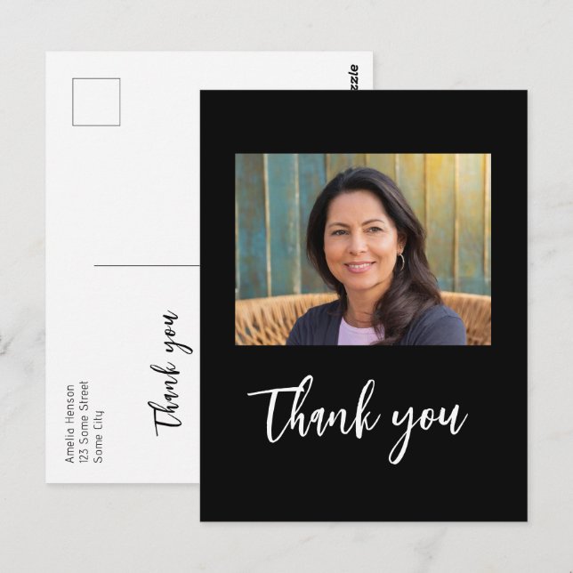 Postal Moderno agradecimiento de cumpleaños con foto mini (Anverso / Reverso)
