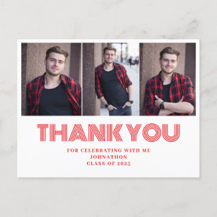 Postal Moderno agradecimiento de graduación con foto retr