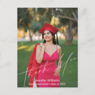 Postal Moderno agradecimiento de graduación con foto y ti