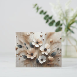 Postal Moderno Beige-Rosa 2 Flores